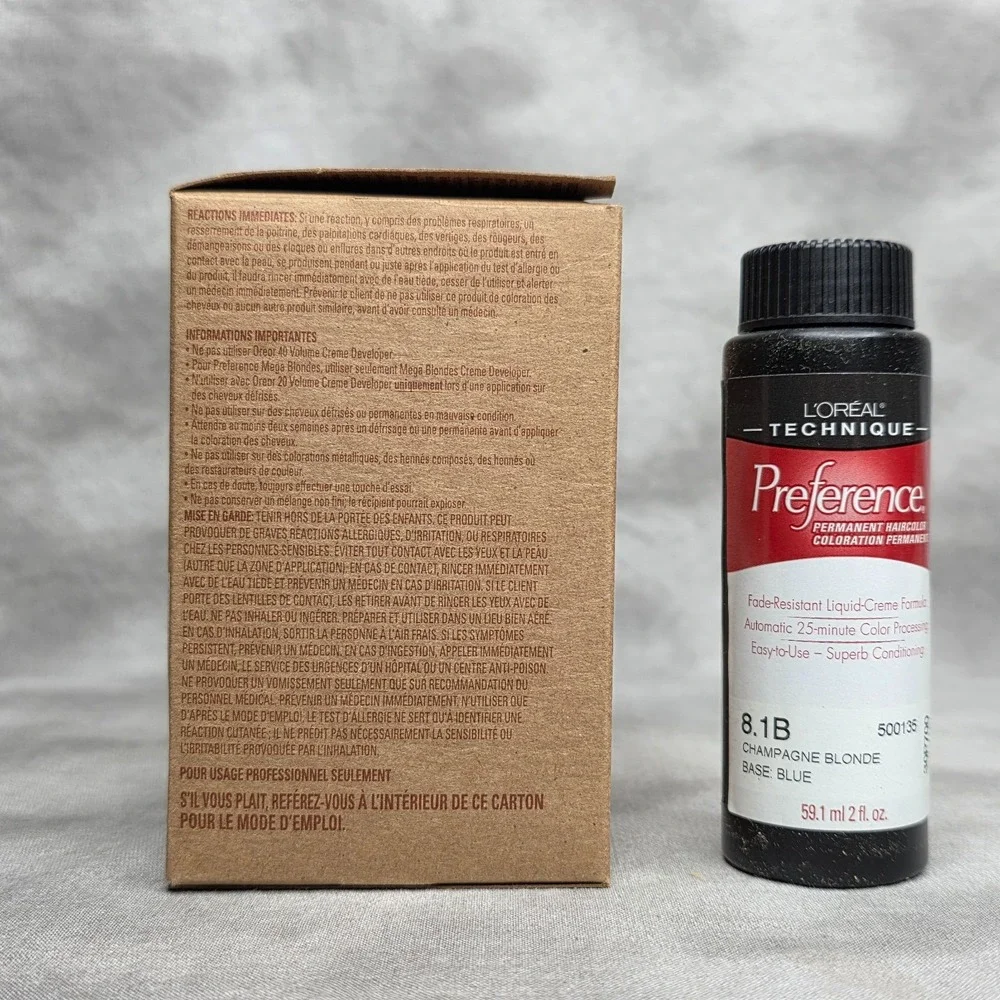 Loreal‎ Preference 8.1B CHAMPAGNE BLONDE Hair Color - FULL BOX of 6 - 2 oz ea